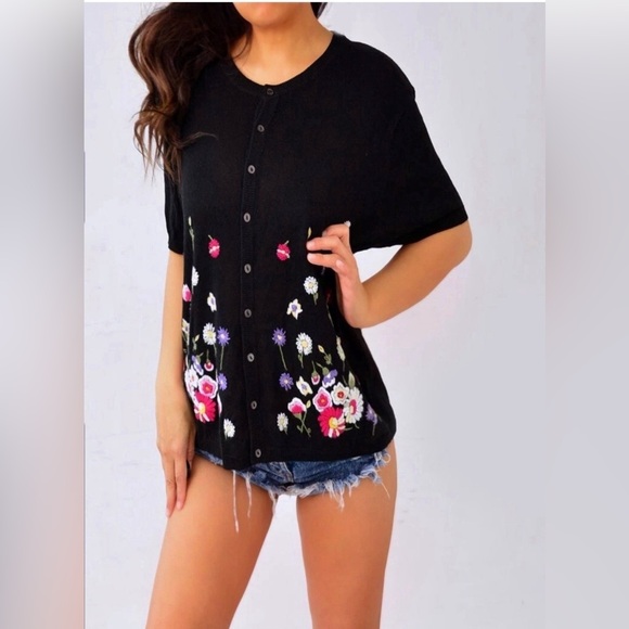 SMITH Black Floral Button Down Shirt - Picture 2 of 8